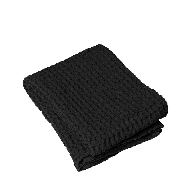 Blomus CARO handdoek 50x100 cm (66308) - gewafeld katoen - Black, zwart