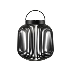 Blomus Lito led lantaarn Black medium, zwarte stalen sfeerverlichting met led lamp voor binnen en buiten