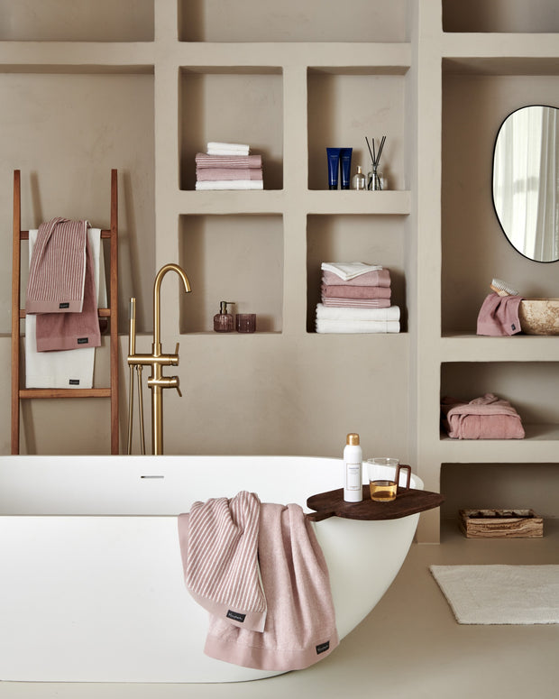 Vandyck Home badtextiel - Uni White & Sepia Pink - Petit Ligne Sepia Pink - Mouliné Sepia Pink - www.bath-living.com