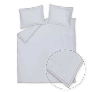 Vandyck witte overtrekset Purity Linora Linen met dubbele beige stiksel (PUJD26201)