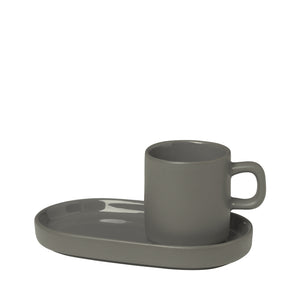 PILIER 2 tasses à expresso 50 ml avec soucoupe en étain
