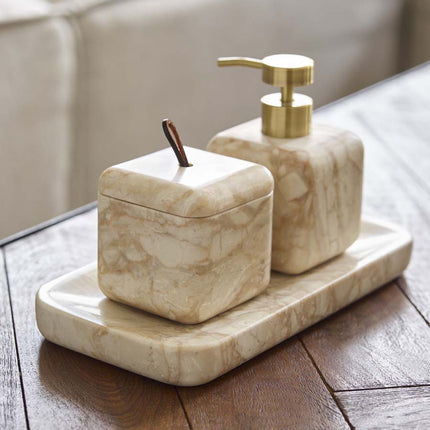 Aquanova Blake tray, beautybox en zeepdispenser - kleur Desert - www.bath-living.com