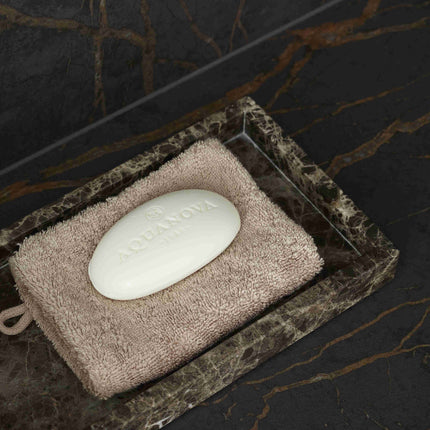 Aquanova Hammam tray Brown - London gastendoek Almond - Paris zeep - www.bath-living.com