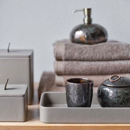 Aquanova Lotus opbergbox en tray Taupe - Ugo accessoires Vintage Bronze - www.bath-living.com