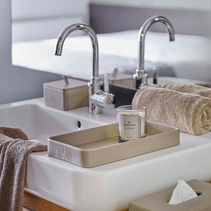Aquanova Lotus tissuehouder tray opbergbox kleur Taupe - Athena handdoeken - www.bath-living.com