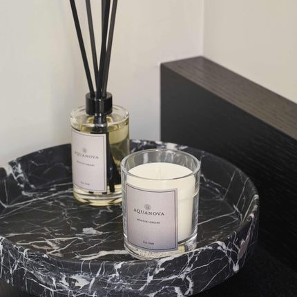 Aquanova Nero plateau - Paris geurstokjes en kaars - www.bath-living.com