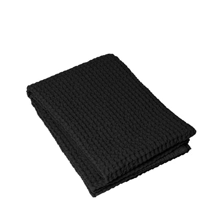 Blomus CARO handdoek 70x140 cm (66307) - gewafeld katoen - Black, zwart