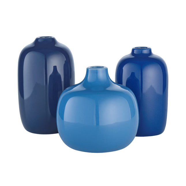 Blomus Ceola set van 3 vazen blauw - Parisian Blue, Mazarine Blue, Ocean Cavern