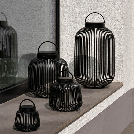 Blomus Lito lantaarns voor binnen en buiten in zwart met oplaadbare led lampen
