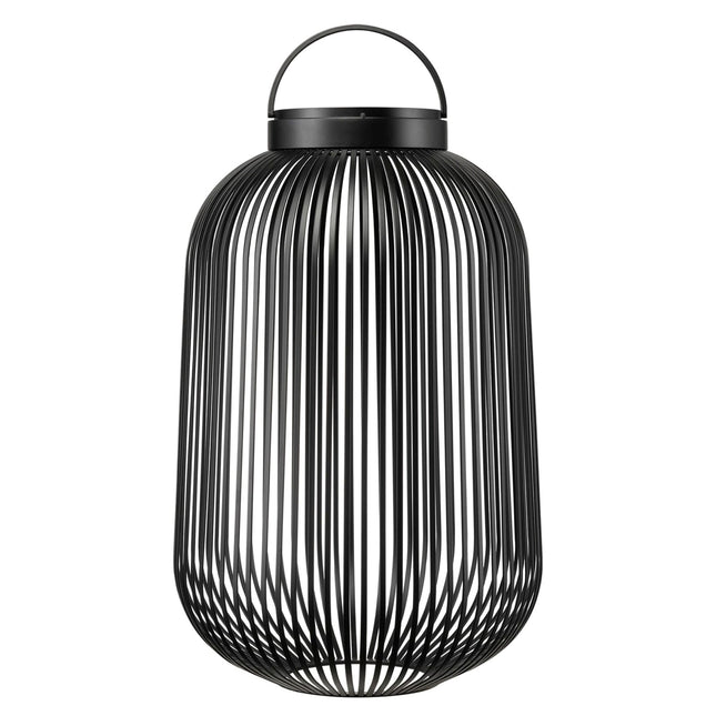 Blomus Lito led lantaarn Black large, zwarte stalen sfeerverlichting met led lamp voor binnen en buiten