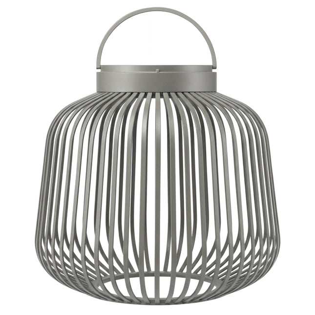 Blomus Lito draagbare lantaarn gemaakt van grijs gepoedercoat ijzer en aluminium en led lamp