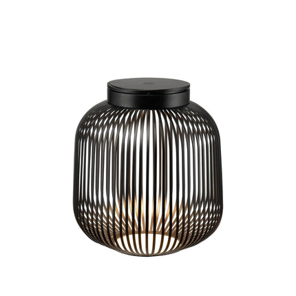 Blomus Lito led lantaarn Black medium, zwarte stalen mobiele verlichting met led lamp voor binnen en buiten