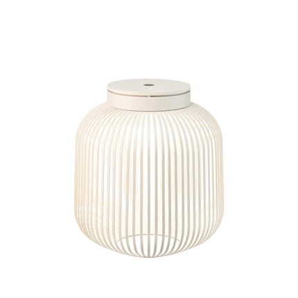 Blomus Lito led lantaarn Silk Grey medium, mobiele lichtgrijze stalen sfeerverlichting met led lamp voor binnen en buiten