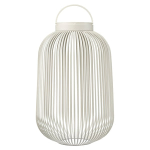 Blomus Lito led lantaarn Silk Grey large, lichtgrijze stalen sfeerverlichting met led lamp voor binnen en buiten