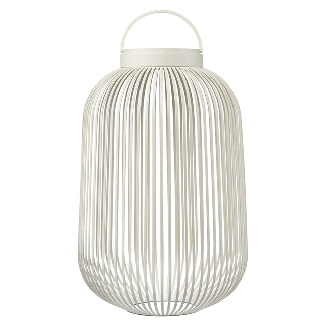 Blomus Lito led lantaarn Silk Grey large, lichtgrijze stalen sfeerverlichting met led lamp voor binnen en buiten