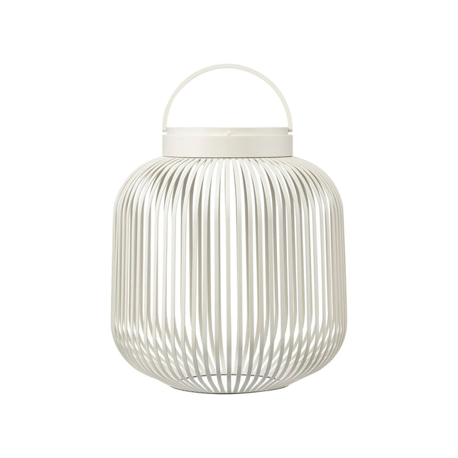 Blomus Lito led lantaarn Silk Grey medium, lichtgrijze stalen sfeerverlichting met led lamp voor binnen en buiten