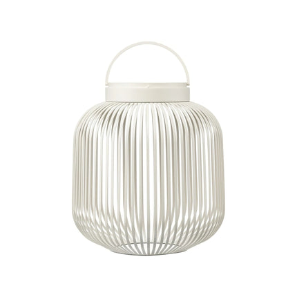 Blomus Lito led lantaarn Silk Grey medium, lichtgrijze stalen sfeerverlichting met led lamp voor binnen en buiten