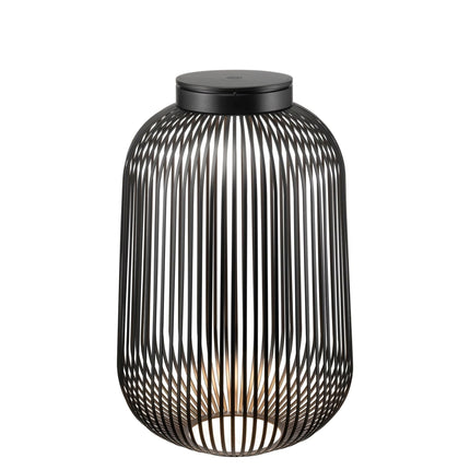 Blomus Lito led lantaarn Black large, mobiele zwarte stalen sfeerverlichting met led lamp voor binnen en buiten