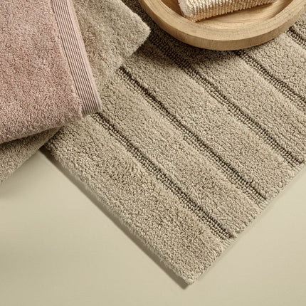 Casilin California badmat Beige - ingeweven streeppatroon - www.bath-living.com