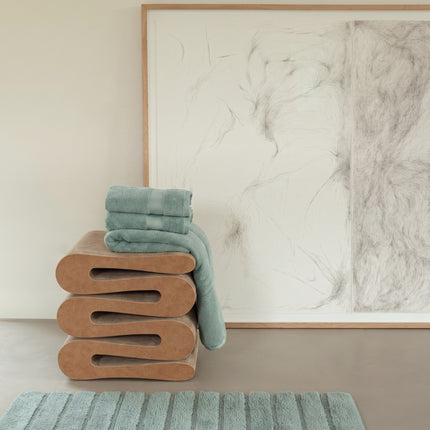 Casilin California badmat Sea Green - ingeweven streeppatroon - www.bath-living.com