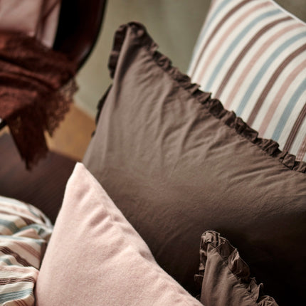 Vandyck Pure 83 dekbedovertrek Dark Truffle - Home Serina kussensloop Blossom - www.bath-living.com