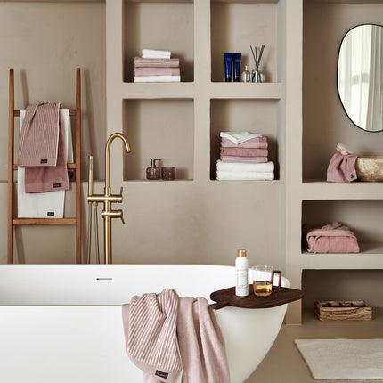 Vandyck Home badtextiel - Uni White & Sepia Pink - Petit Ligne Sepia Pink - Mouliné Sepia Pink - www.bath-living.com