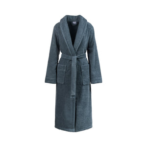 Vandyck lange badjas Hudson in Faded Denim blauw met sjaalkraag en ceintuur