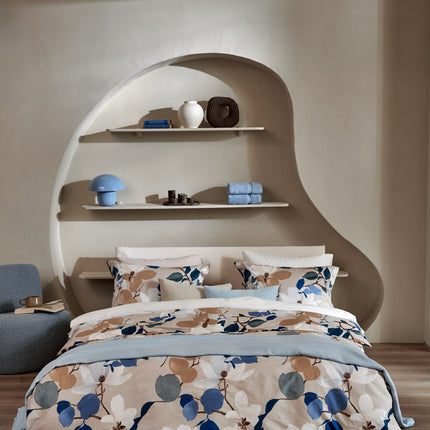 Vandyck dekbedovertrek Loma & Cotton Breeze - sprei en sloop Pure 68 in Powder Blue en Stone - www.bath-living.com