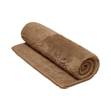 Vandyck Nordic opgerolde tweezijdige badmat in koffiebruine kleur Cafe Au Lait