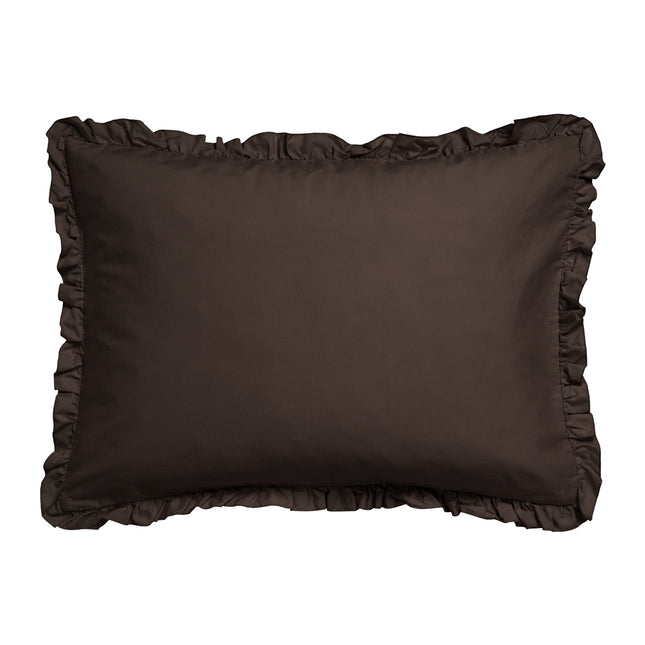 Vandyck Pure 83 kussensloop Dark Truffle (PRSR24183 360) percale ruffle