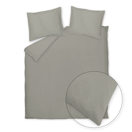 Vandyck Pure Flow bijna effen dekbedovertrek met subtiel ingeweven streeppatroon in kleur Smoke Green