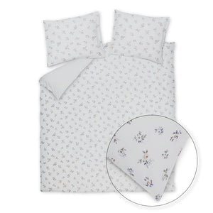 Vandyck Pure Rose wit dekbedovertrek met print van mini bloemetjes in grijs beige en blauw
