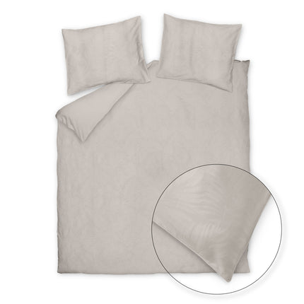 Vandyck Purity Alba in kleur Linen, volledig beige dekbedovertrek met ingeweven patroon