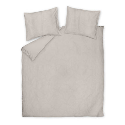 Beige dekbedovertrek Vandyck Purity Alba in Linen, met ingeweven abstract patroon van bladeren