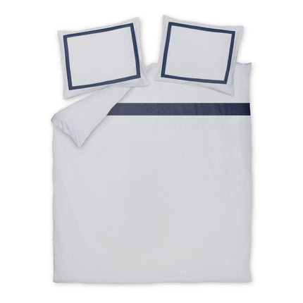 Vandyck Purity Allura dekbedovertrek Blue Ink - witte overtrekset met enkele donkerblauwe streep (PUD26202)