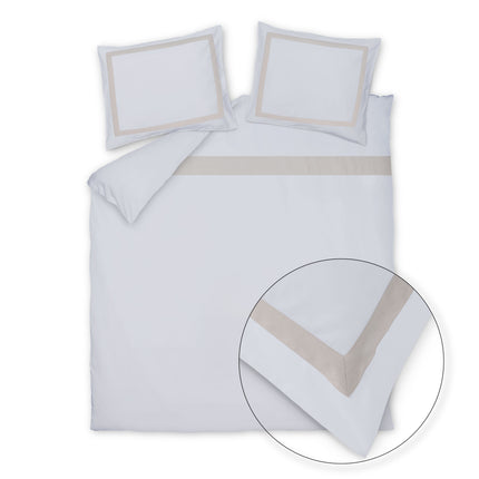 Vandyck Purity Allura wit dekbedovertrek met beige baan (PUD26202)