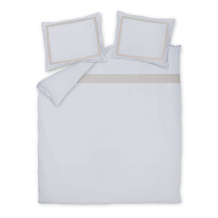 Vandyck Purity Allura dekbedovertrek Linen - witte overtrekset met enkele beige streep (PUD26202)
