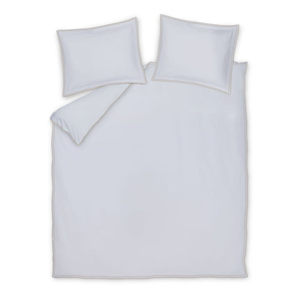 Vandyck Purity Linora dekbedovertrek in beige kleur Linen - witte overtrekset met dubbele beige stiksel (PUJD26201)