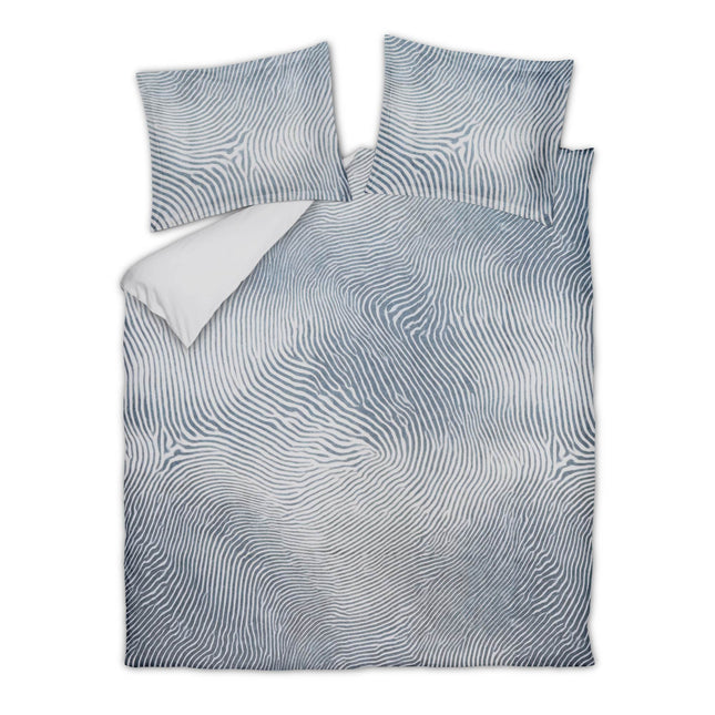 Vandyck Stumble dekbedovertrek met dierenprint in kleur Faded Denim, donkerblauwe zebraprint (SAMP26224)