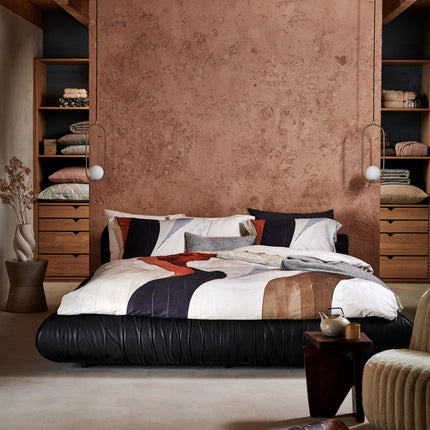 Vandyck Curva dekbedovertrek Cream Tan - plaid en sloop Home 99 Grey - www.bath-living.com