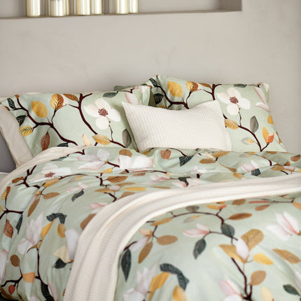 Vandyck Twiggy dekbedovertrek Pistache - Washed Cotton Cream Tan - Home Pique sprei Cream Tan - www.bath-living.com