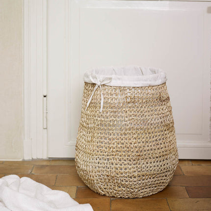 Canasta de lavandería abaca beige-15