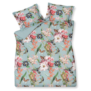 Dekbedovertrek FLOWER MIX Pearl Blue 140x220 cm (satijnkatoen)