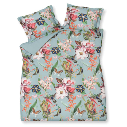 Dekbedovertrek FLOWER MIX Pearl Blue 140x220 cm (satijnkatoen)