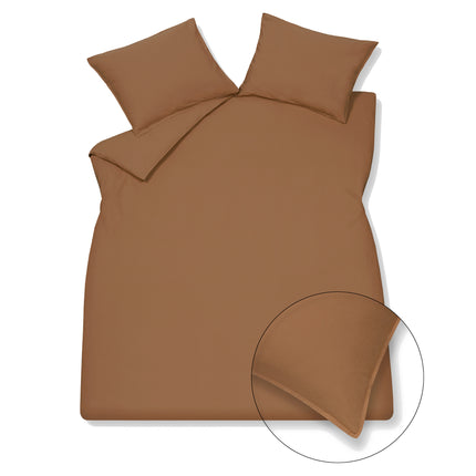 WASHED COTTON dekbedovertrek 140x220 cm Cognac (katoen)