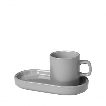 Pilar 2 tazze espresso 50 ml con miraggio per piatto grigio