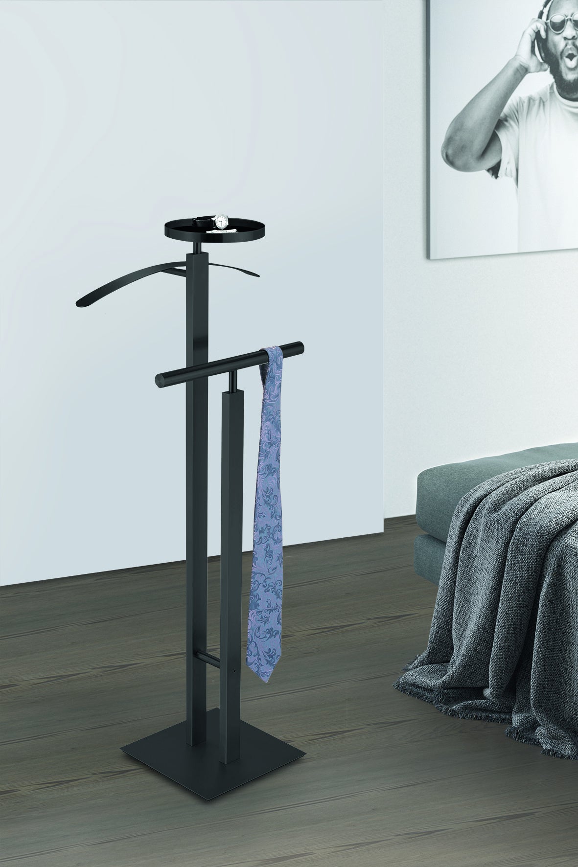 Jivo Dressboy voor heren, set van 2, zwart/bruin, met plank van metaal en MDF, modern kledingrek voor slaapkamer, stabiele kledingbutler, broekstandaard, ruimtebesparend, ruimtebesparend Jivo Dressboy voor heren, set van 2, zwart/bruin, met plank van metaal en MDF, modern kledingrek voor slaapkamer, stabiele kledingbutler, broekstandaard, ruimtebesparend, ruimtebesparend