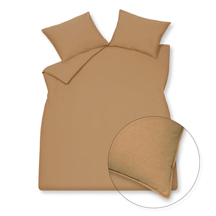 WASHED COTTON dekbedovertrek 140x220 cm Toffee (katoen)