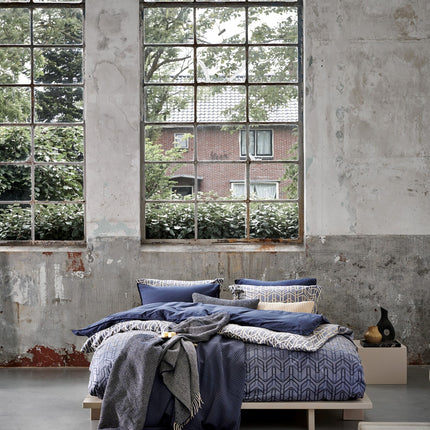 Taie d'oreiller en coton lavé 60x70 cm encre bleue (coton)