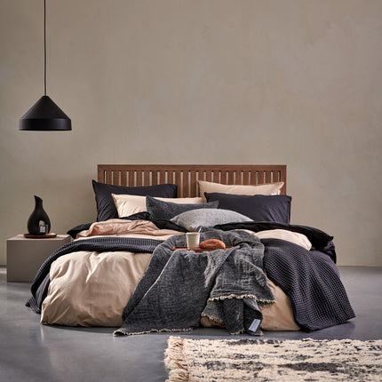 Wäsche Baumwollduvet Cover 140x220 cm von schwarz (Baumwolle)